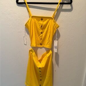 Junior's Ellie & Kate Yellow Button-Down Top/skirt Set- Size Small NWT